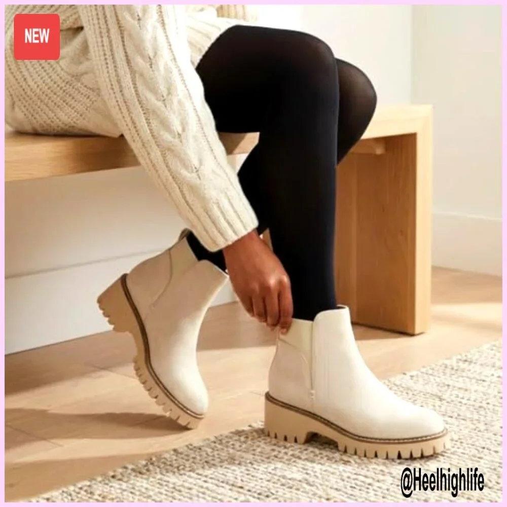 Pull-On Chelsea Ankle Boots with Lug Sole, Lightweight Vegan Suede